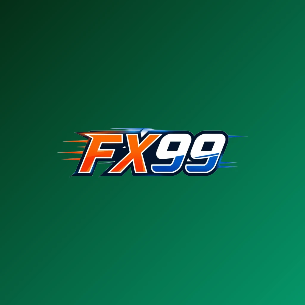 FX99 powerful sports logo featuring bold italic lettering in bright orange, blue, and white with speed lines and energetic motion effects on a transparent background, designed as a horizontal rectangular wordmark for a website header